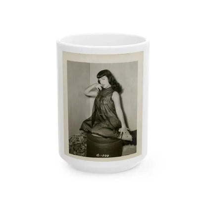 Bettie Page #157 (Vintage Female Icon) White Coffee Mug 15oz - Go Mug Yourself