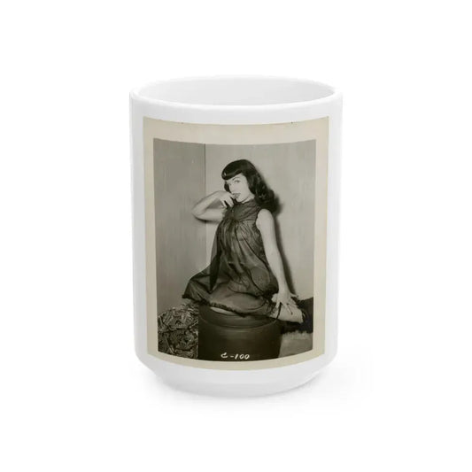 Bettie Page #157 (Vintage Female Icon) White Coffee Mug 15oz - Go Mug Yourself