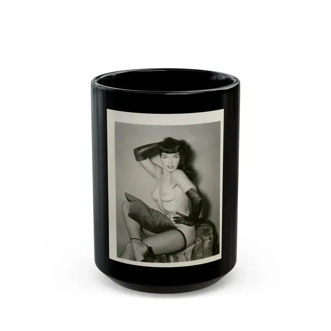 Bettie Page #164 (Vintage Female Icon) Black Coffee Mug 15oz - Go Mug Yourself