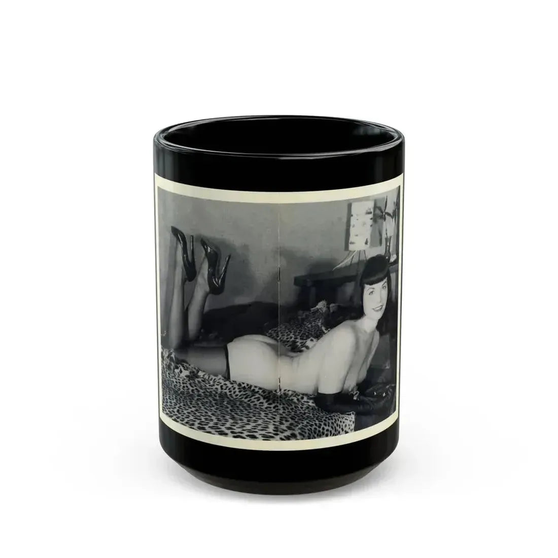 Bettie Page #18 (Vintage Female Icon) Black Coffee Mug 15oz - Go Mug Yourself