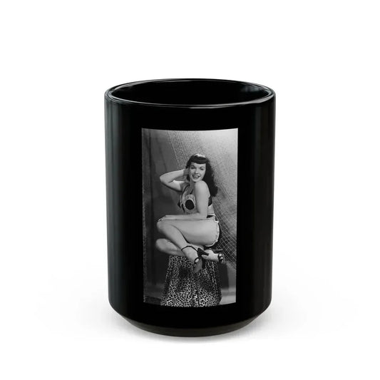 Bettie Page #182 (Vintage Female Icon) Black Coffee Mug 15oz - Go Mug Yourself