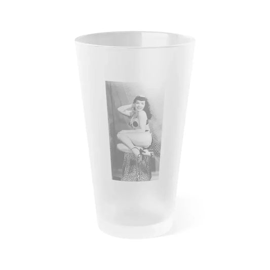 Bettie Page #182 (Vintage Female Icon) Frosted Pint Glass 16oz 16oz Frosted - Go Mug Yourself