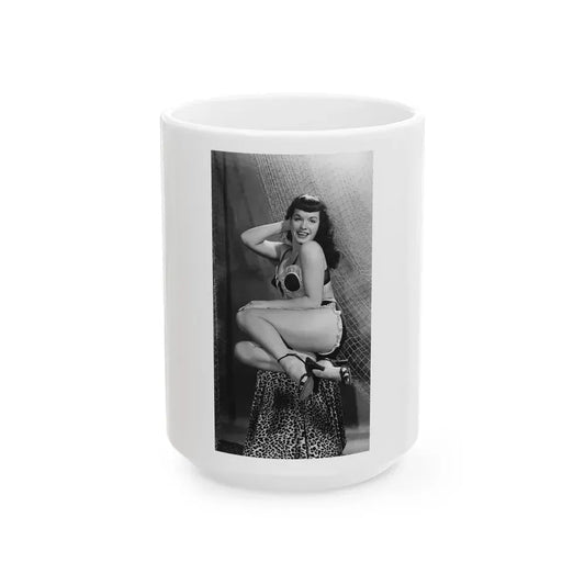 Bettie Page #182 (Vintage Female Icon) White Coffee Mug 15oz - Go Mug Yourself