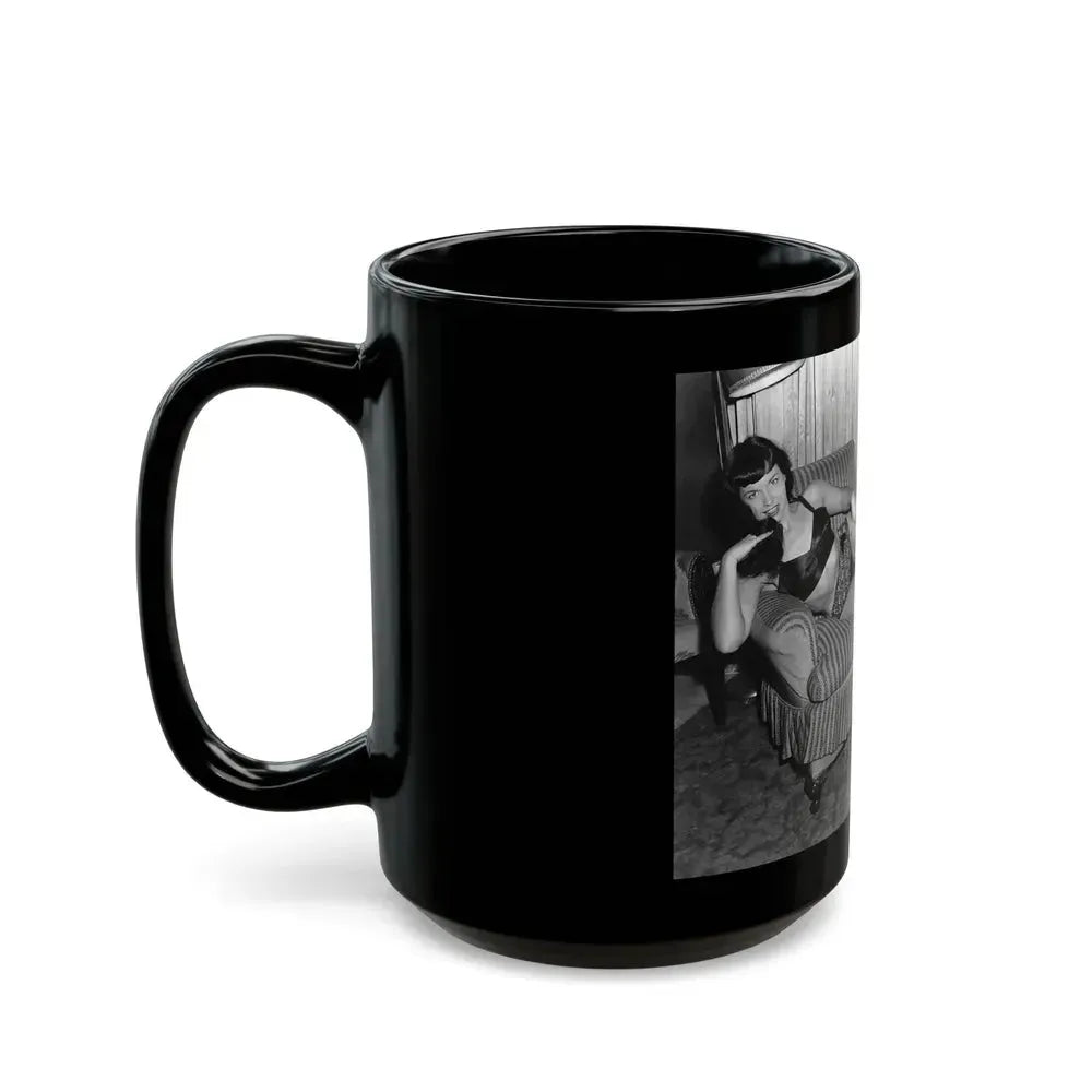 Bettie Page #183 (Vintage Female Icon) Black Coffee Mug - Go Mug Yourself