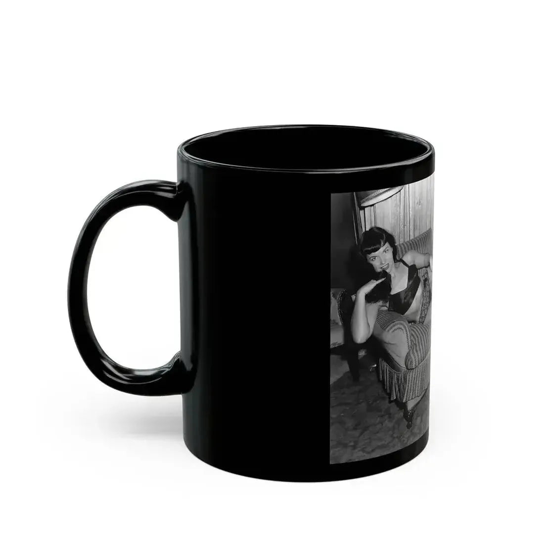 Bettie Page #183 (Vintage Female Icon) Black Coffee Mug - Go Mug Yourself