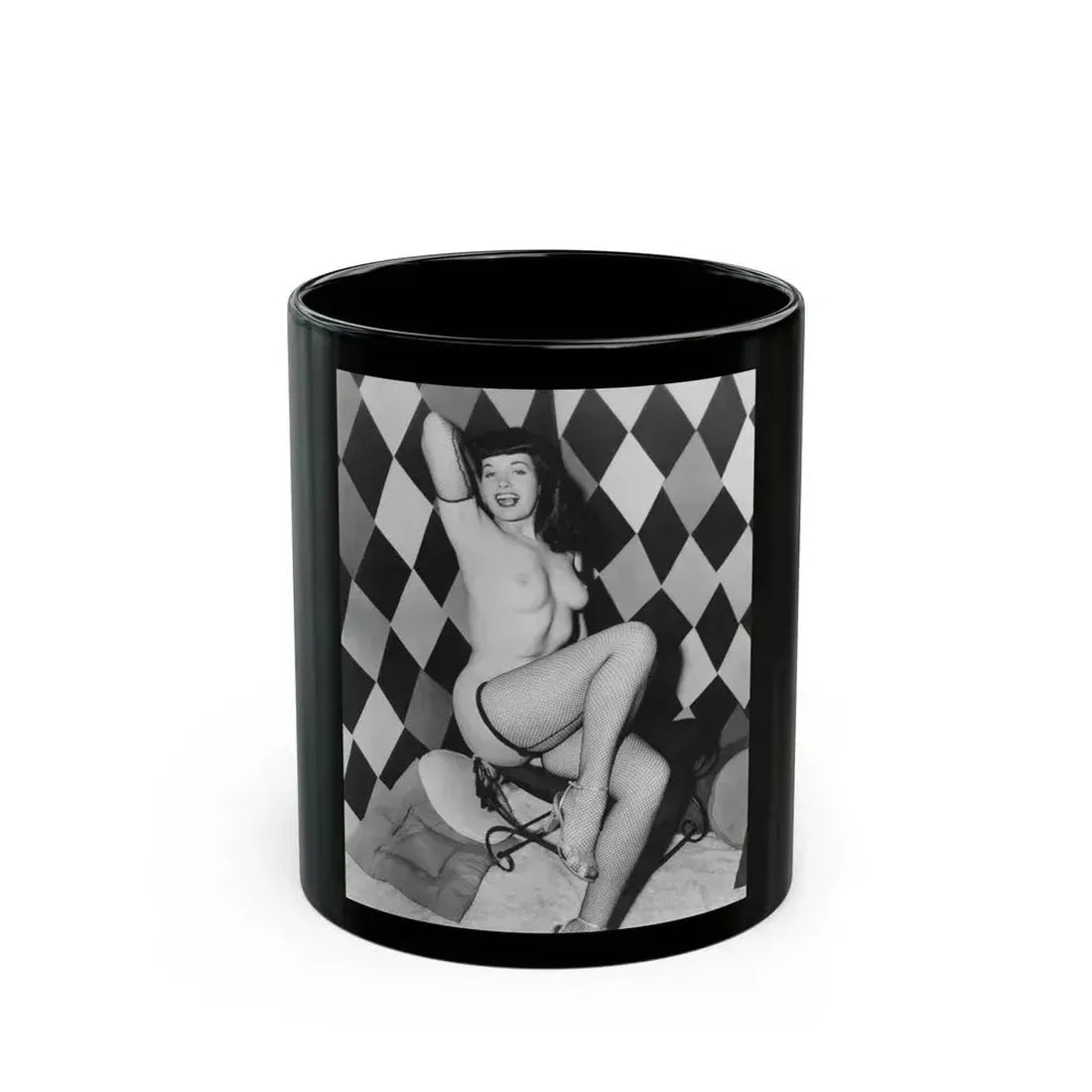 Bettie Page #185 (Vintage Female Icon) Black Coffee Mug 11oz - Go Mug Yourself