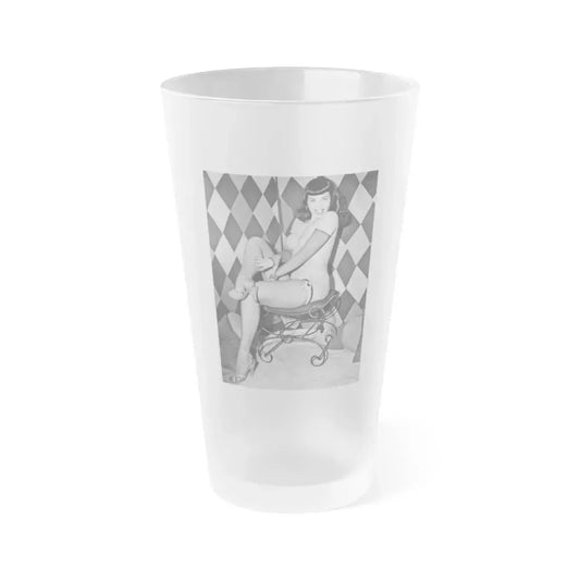 Bettie Page #186 (Vintage Female Icon) Frosted Pint Glass 16oz 16oz Frosted - Go Mug Yourself