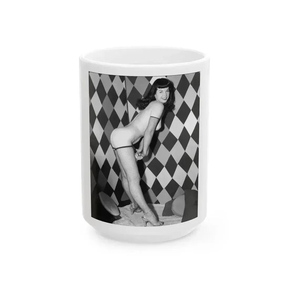 Bettie Page #189 (Vintage Female Icon) White Coffee Mug 15oz - Go Mug Yourself