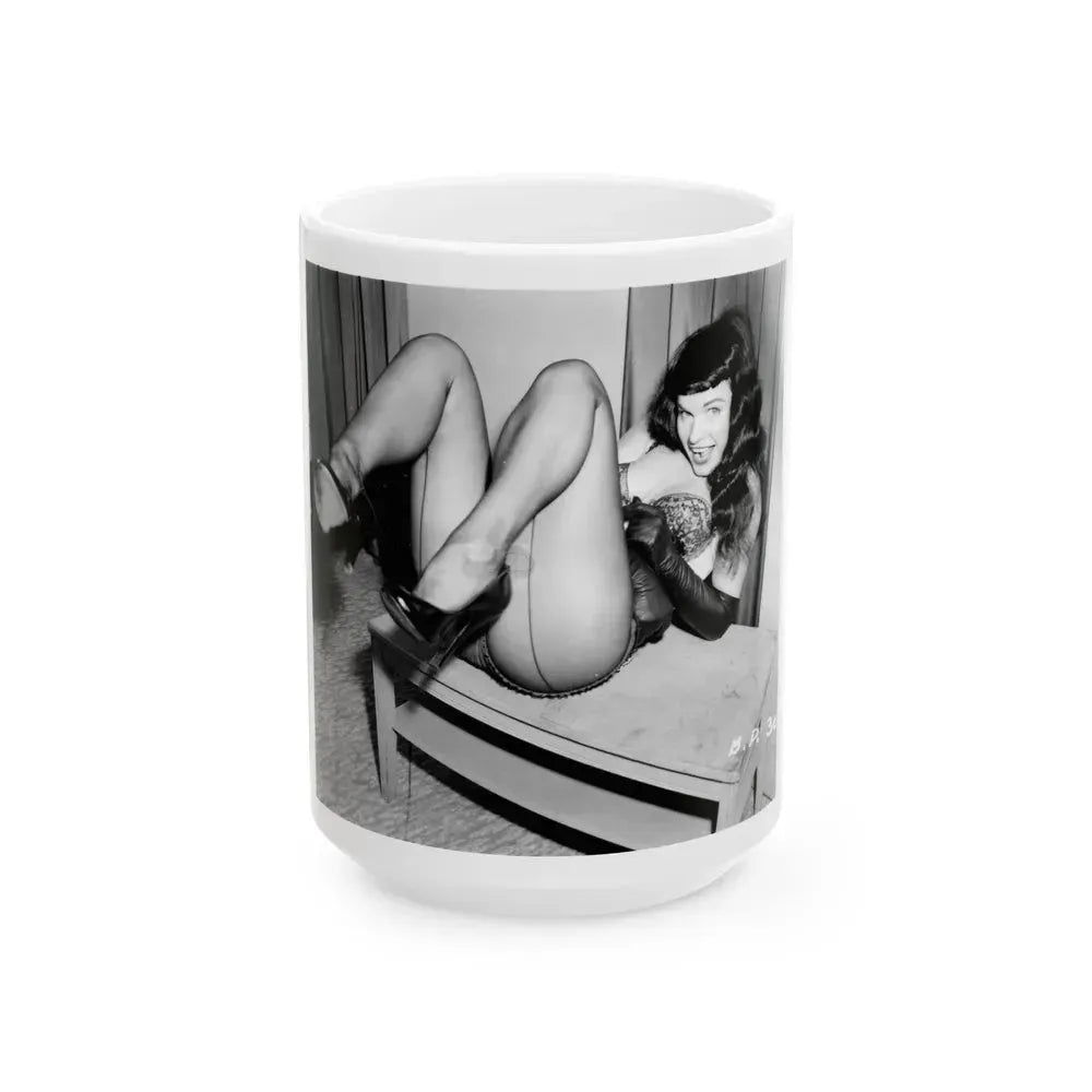Bettie Page #193 (Vintage Female Icon) White Coffee Mug 15oz - Go Mug Yourself