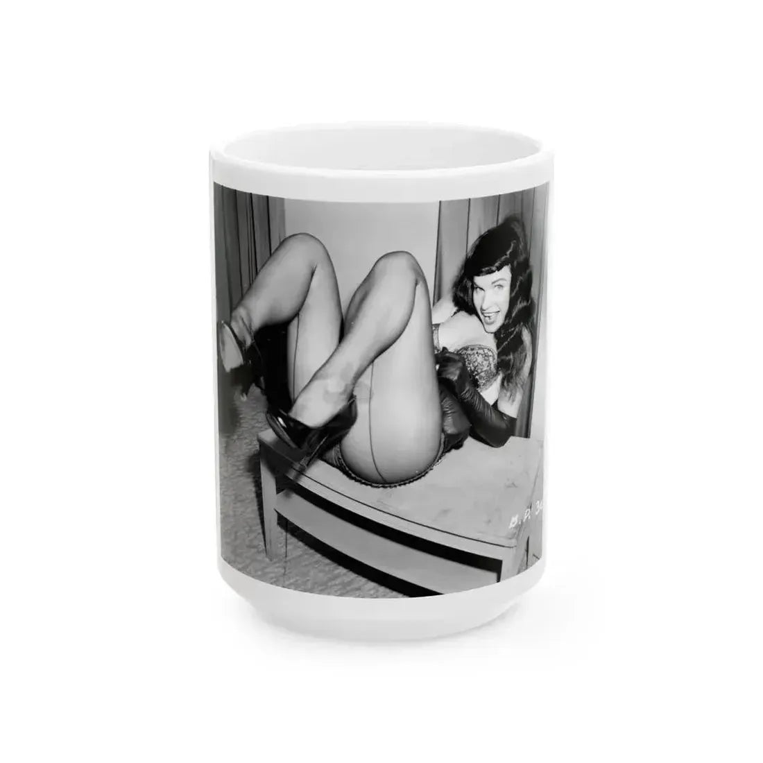 Bettie Page #193 (Vintage Female Icon) White Coffee Mug 15oz - Go Mug Yourself