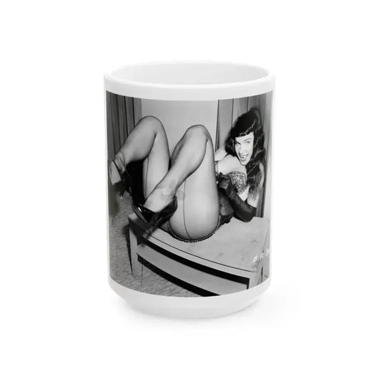 Bettie Page #193 (Vintage Female Icon) White Coffee Mug 15oz - Go Mug Yourself