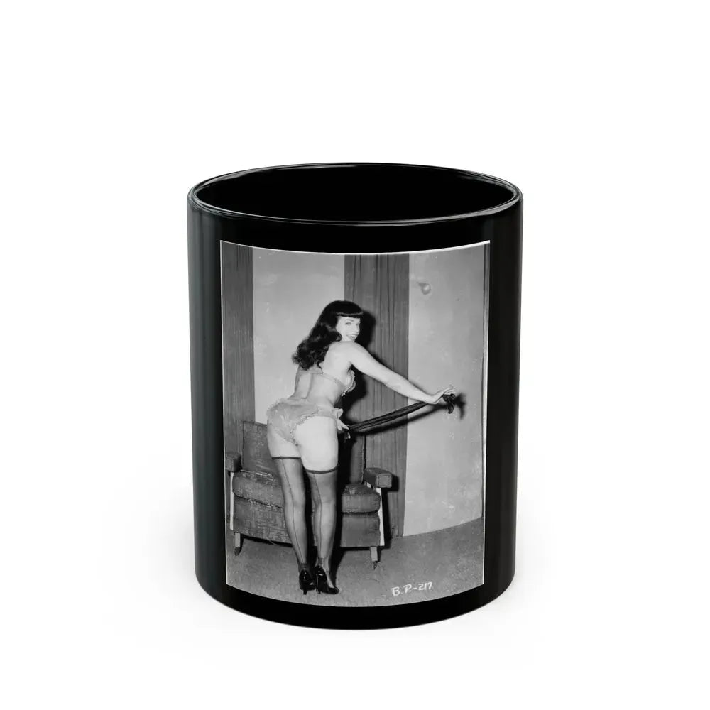 Bettie Page #194 (Vintage Female Icon) Black Coffee Mug 11oz - Go Mug Yourself