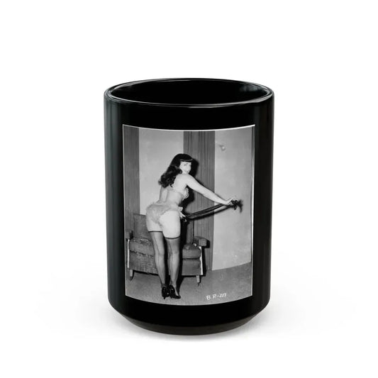 Bettie Page #194 (Vintage Female Icon) Black Coffee Mug 15oz - Go Mug Yourself