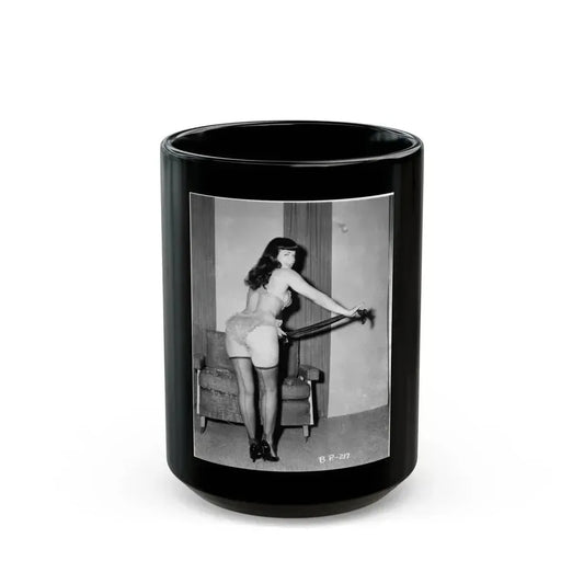 Bettie Page #194 (Vintage Female Icon) Black Coffee Mug 15oz - Go Mug Yourself