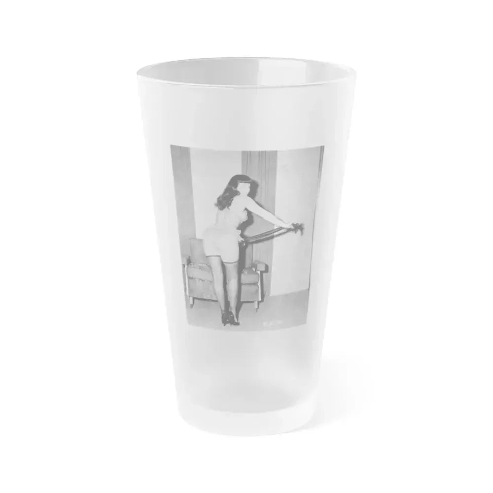 Bettie Page #194 (Vintage Female Icon) Frosted Pint Glass 16oz 16oz Frosted - Go Mug Yourself