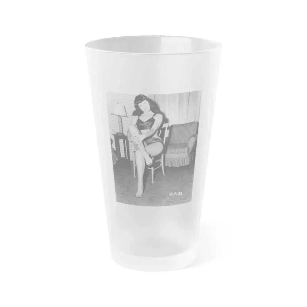 Bettie Page #195 (Vintage Female Icon) Frosted Pint Glass 16oz 16oz Frosted - Go Mug Yourself