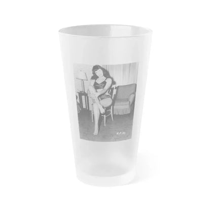 Bettie Page #195 (Vintage Female Icon) Frosted Pint Glass 16oz 16oz Frosted - Go Mug Yourself