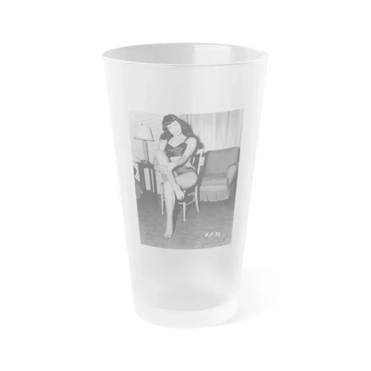 Bettie Page #195 (Vintage Female Icon) Frosted Pint Glass 16oz 16oz Frosted - Go Mug Yourself