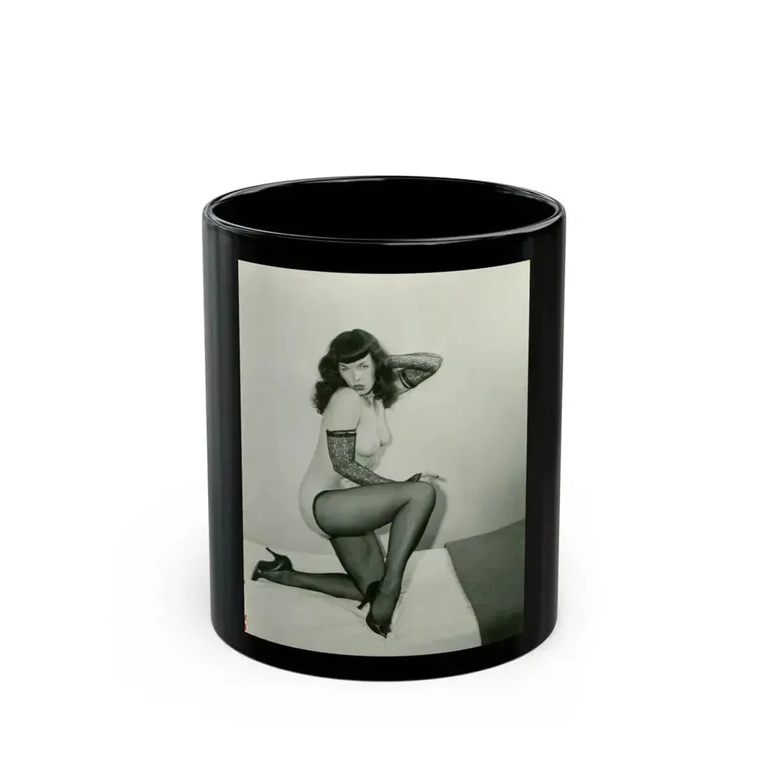 Bettie Page #199 (Vintage Female Icon) Black Coffee Mug 11oz - Go Mug Yourself