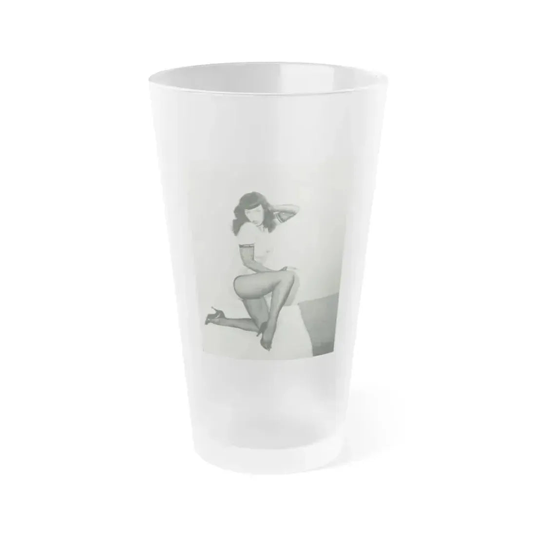 Bettie Page #199 (Vintage Female Icon) Frosted Pint Glass 16oz 16oz Frosted - Go Mug Yourself