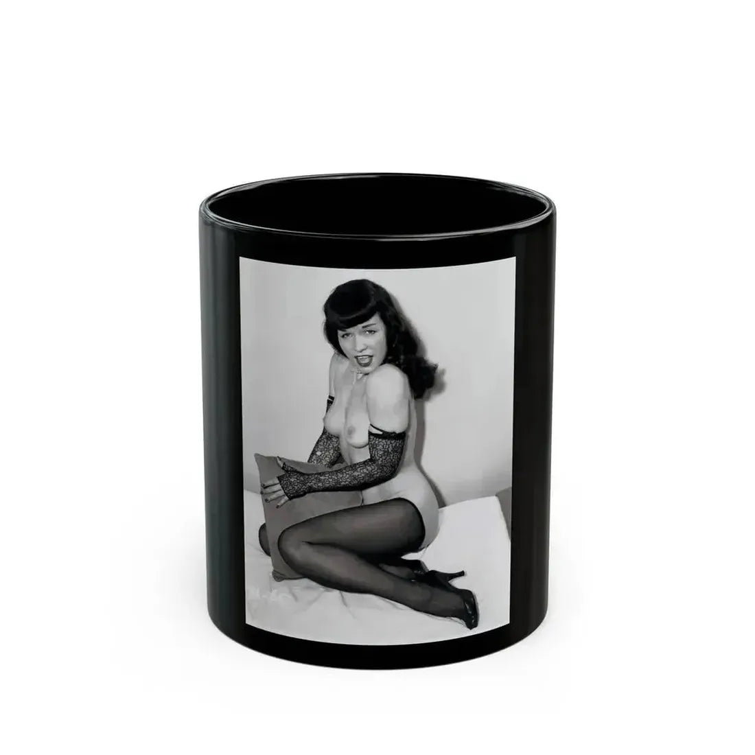 Bettie Page #200 (Vintage Female Icon) Black Coffee Mug 11oz - Go Mug Yourself