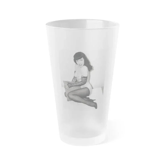 Bettie Page #200 (Vintage Female Icon) Frosted Pint Glass 16oz 16oz Frosted - Go Mug Yourself