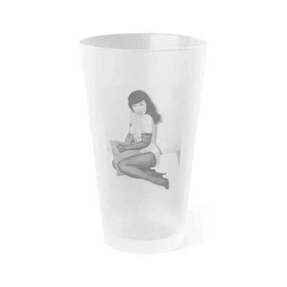 Bettie Page #200 (Vintage Female Icon) Frosted Pint Glass 16oz 16oz Frosted - Go Mug Yourself