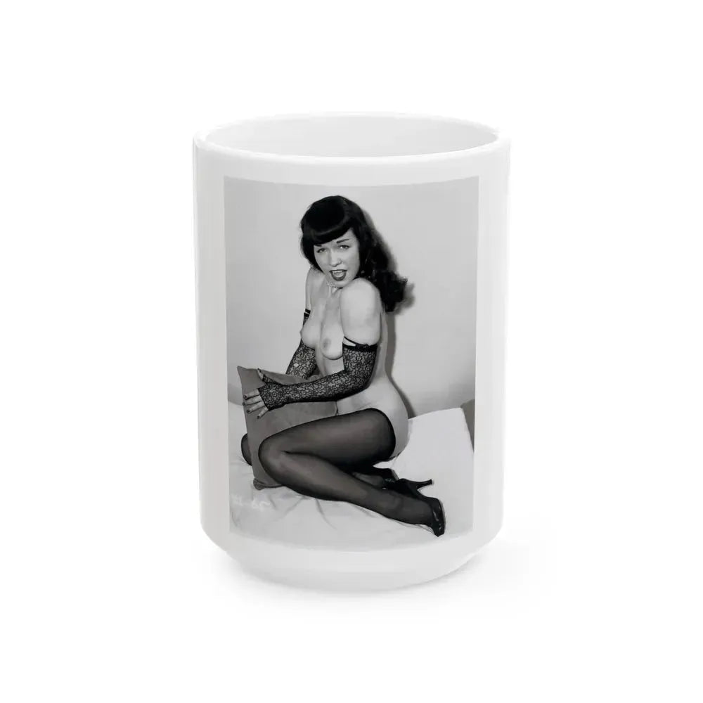 Bettie Page #200 (Vintage Female Icon) White Coffee Mug 15oz - Go Mug Yourself