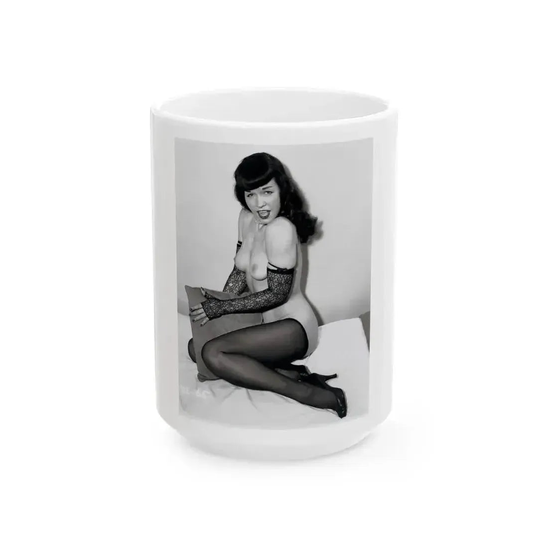 Bettie Page #200 (Vintage Female Icon) White Coffee Mug 15oz - Go Mug Yourself