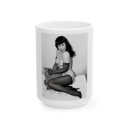 Bettie Page #200 (Vintage Female Icon) White Coffee Mug 15oz - Go Mug Yourself