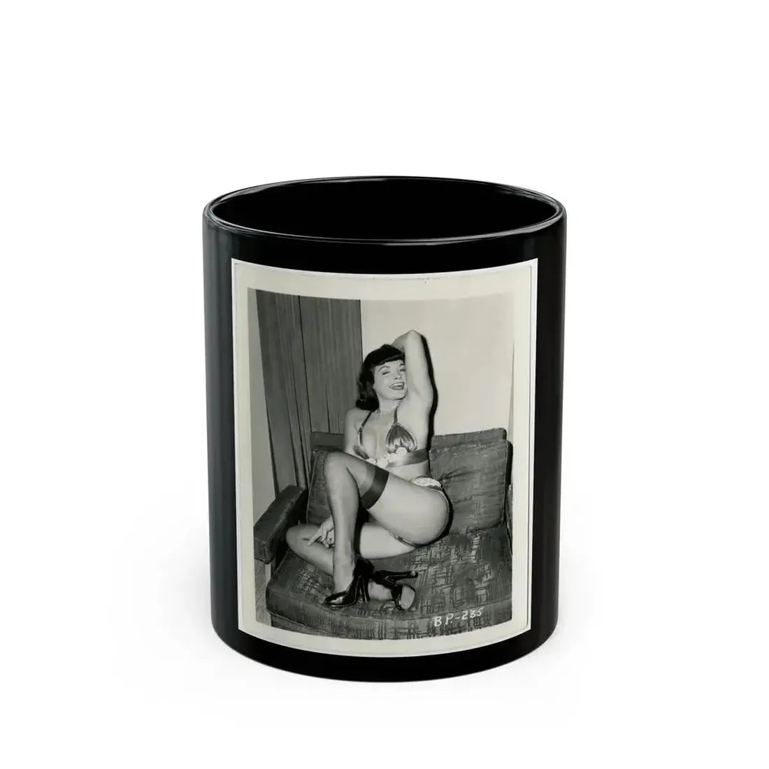 Bettie Page #201 (Vintage Female Icon) Black Coffee Mug 11oz - Go Mug Yourself