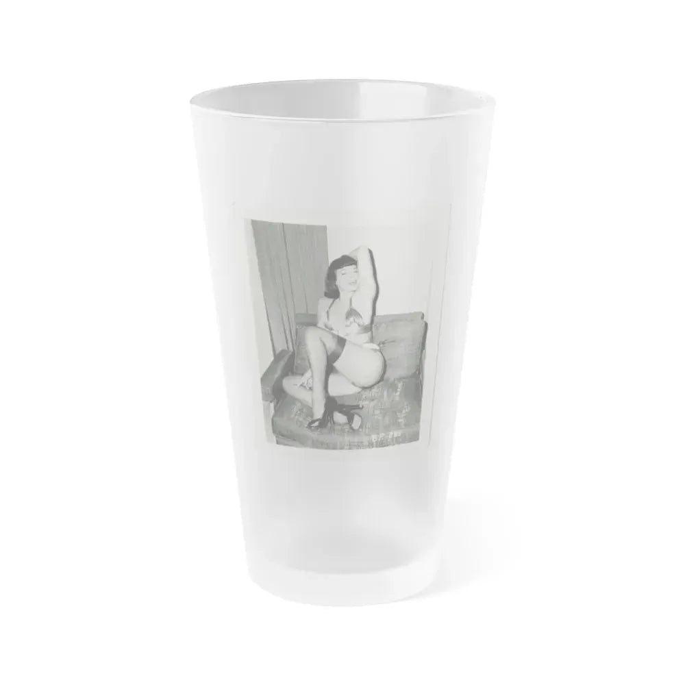 Bettie Page #201 (Vintage Female Icon) Frosted Pint Glass 16oz 16oz Frosted - Go Mug Yourself