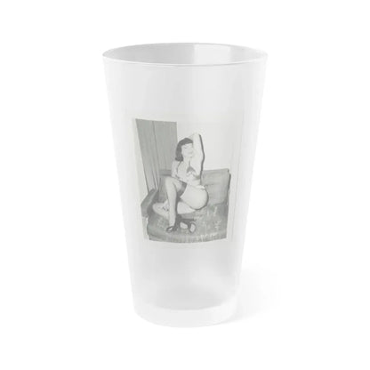 Bettie Page #201 (Vintage Female Icon) Frosted Pint Glass 16oz 16oz Frosted - Go Mug Yourself