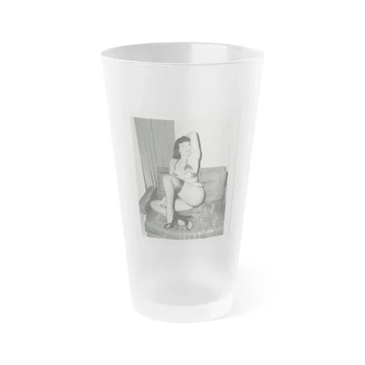 Bettie Page #201 (Vintage Female Icon) Frosted Pint Glass 16oz 16oz Frosted - Go Mug Yourself