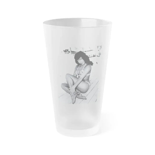 Bettie Page #202 (Vintage Female Icon) Frosted Pint Glass 16oz 16oz Frosted - Go Mug Yourself