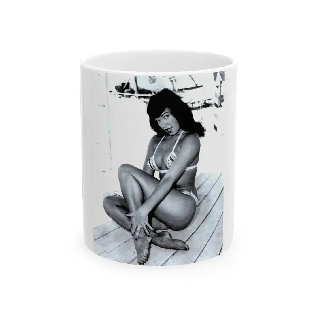 Bettie Page #202 (Vintage Female Icon) White Coffee Mug 11oz - Go Mug Yourself