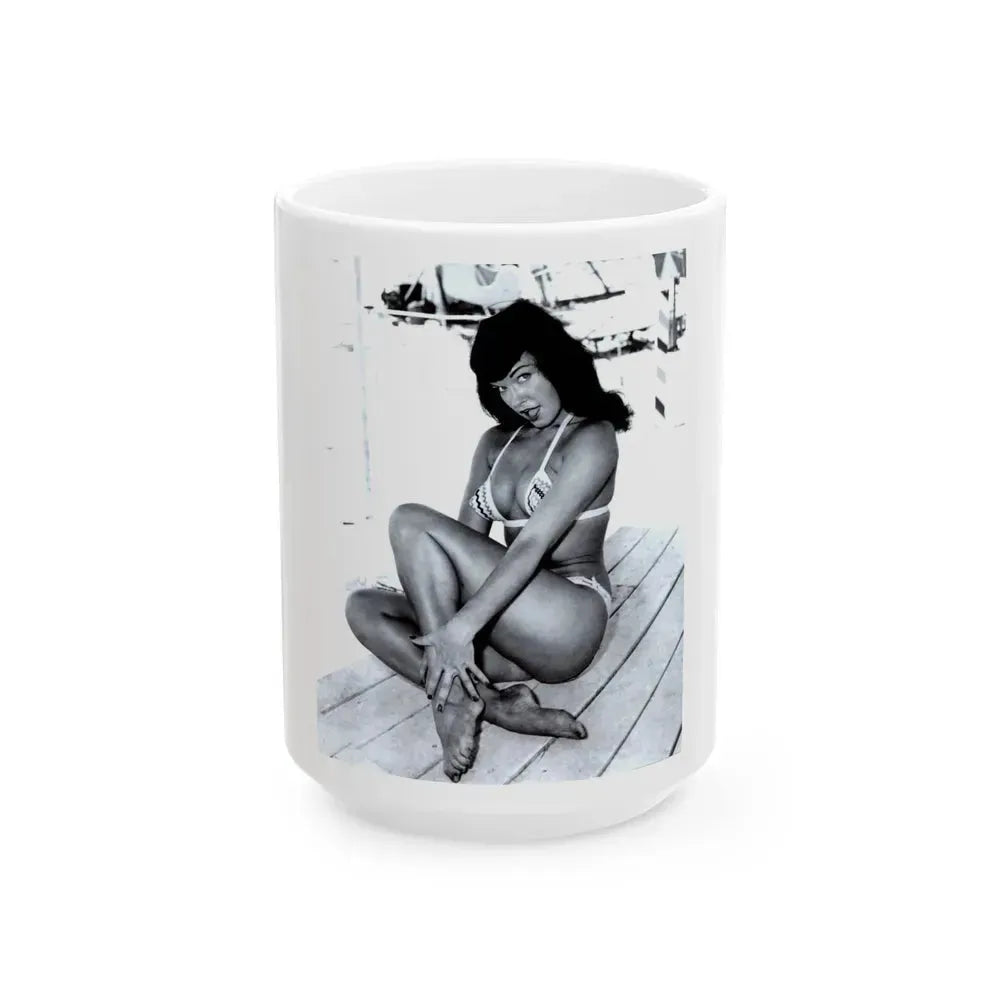 Bettie Page #202 (Vintage Female Icon) White Coffee Mug 15oz - Go Mug Yourself