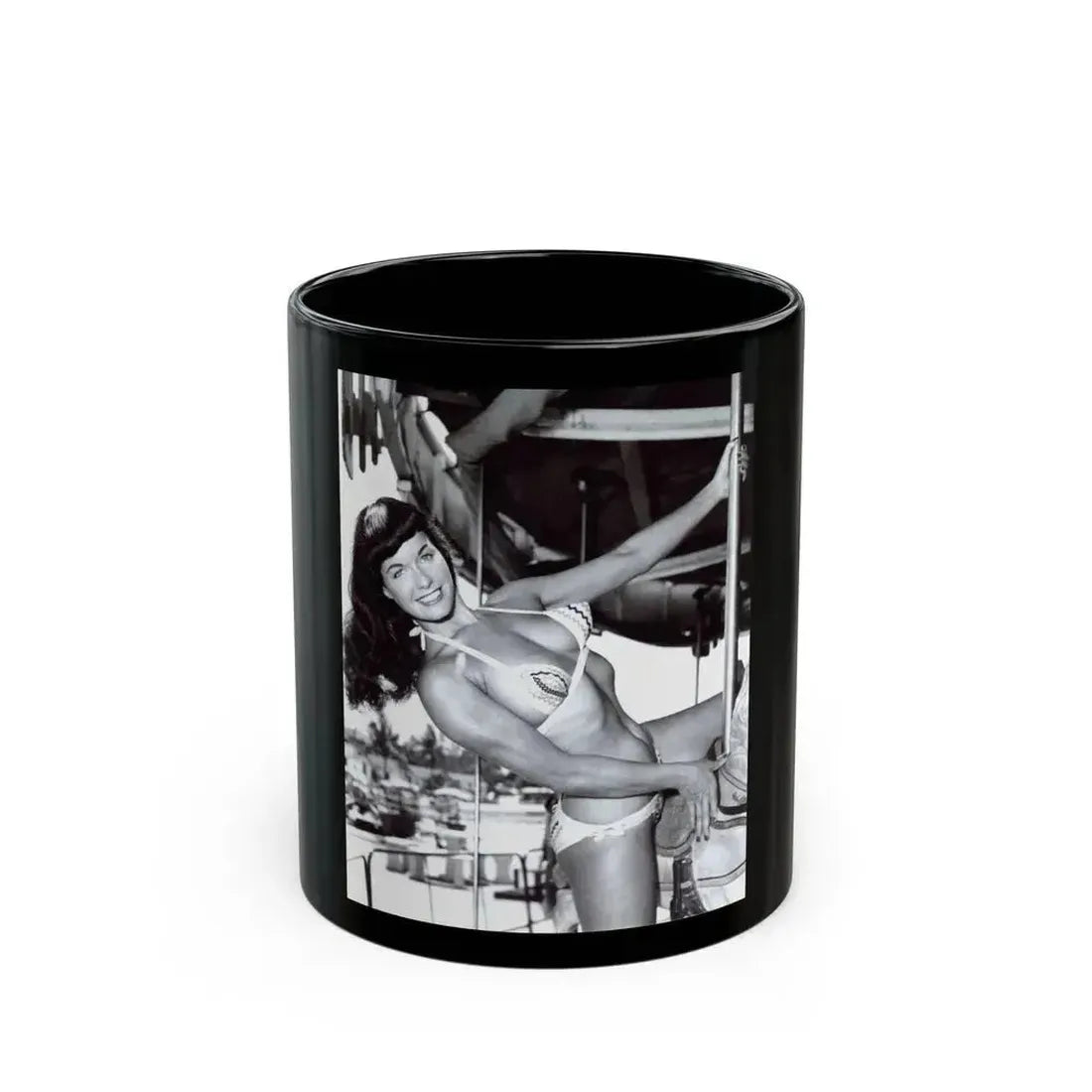 Bettie Page #203 (Vintage Female Icon) Black Coffee Mug 11oz - Go Mug Yourself