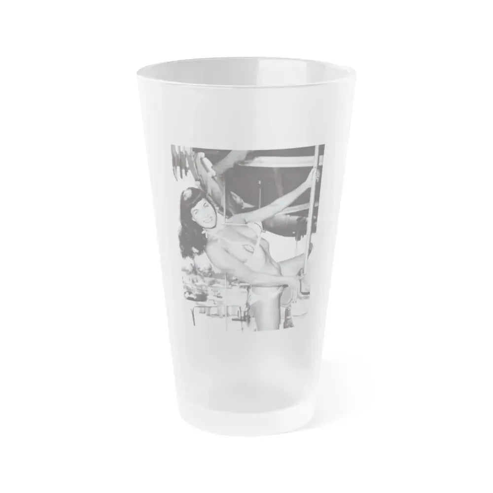 Bettie Page #203 (Vintage Female Icon) Frosted Pint Glass 16oz 16oz Frosted - Go Mug Yourself