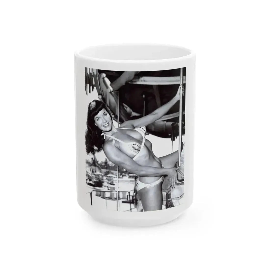 Bettie Page #203 (Vintage Female Icon) White Coffee Mug 15oz - Go Mug Yourself