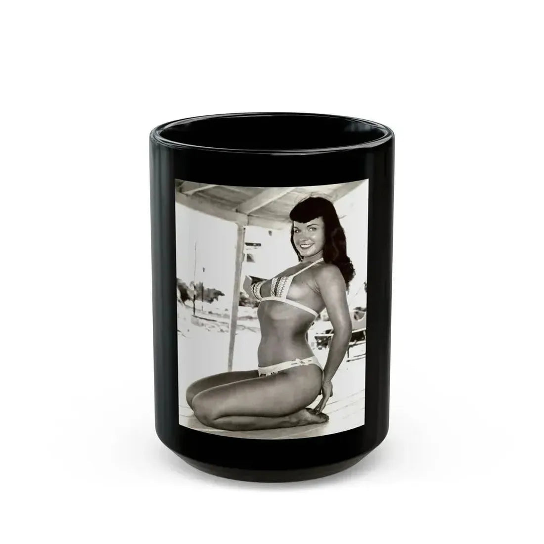 Bettie Page #204 (Vintage Female Icon) Black Coffee Mug 15oz - Go Mug Yourself