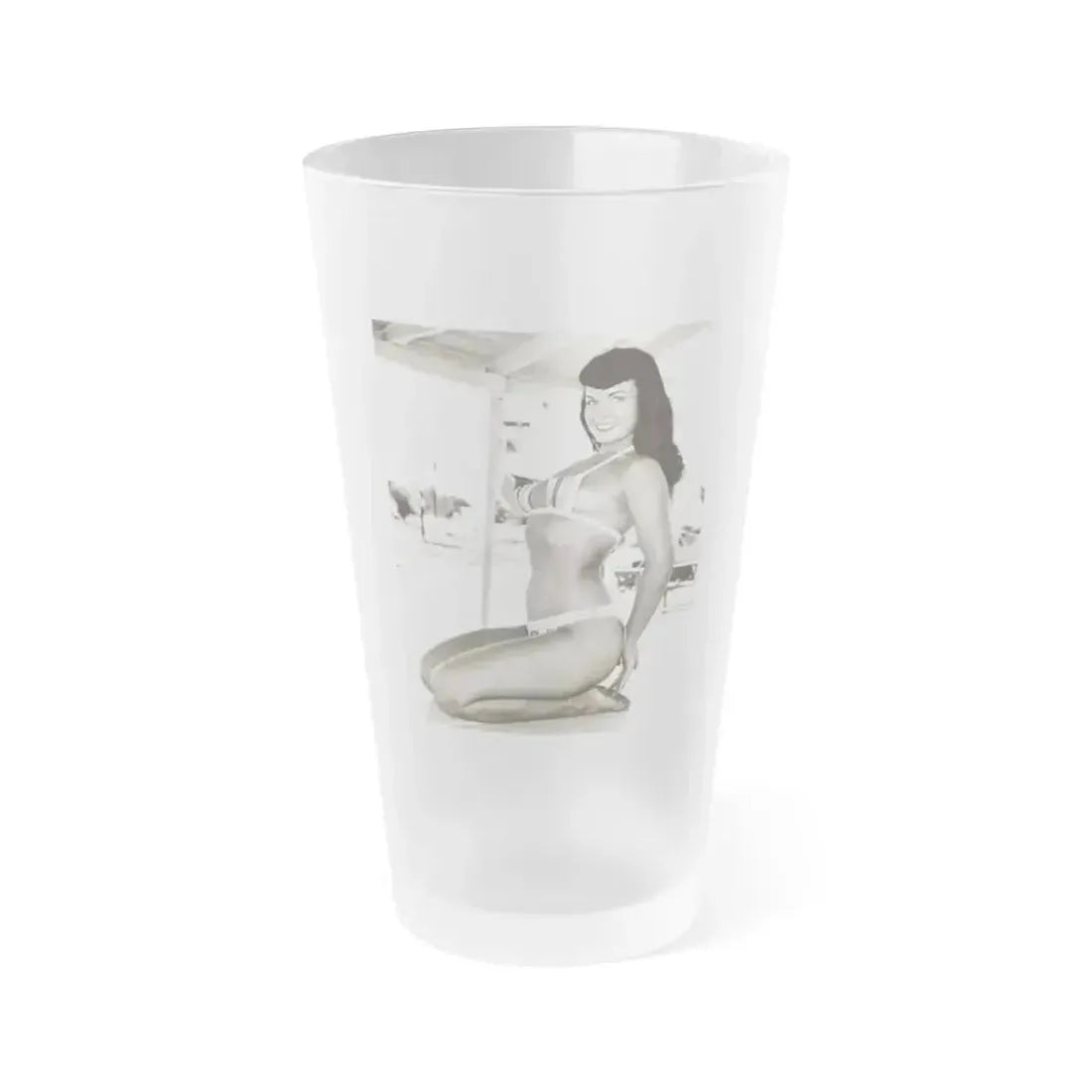 Bettie Page #204 (Vintage Female Icon) Frosted Pint Glass 16oz 16oz Frosted - Go Mug Yourself
