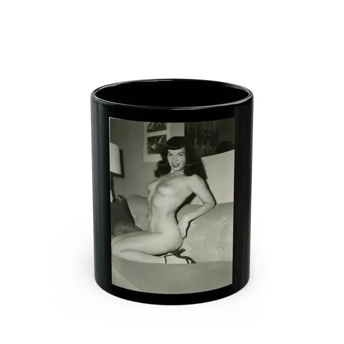 Bettie Page #206 (Vintage Female Icon) Black Coffee Mug 11oz - Go Mug Yourself