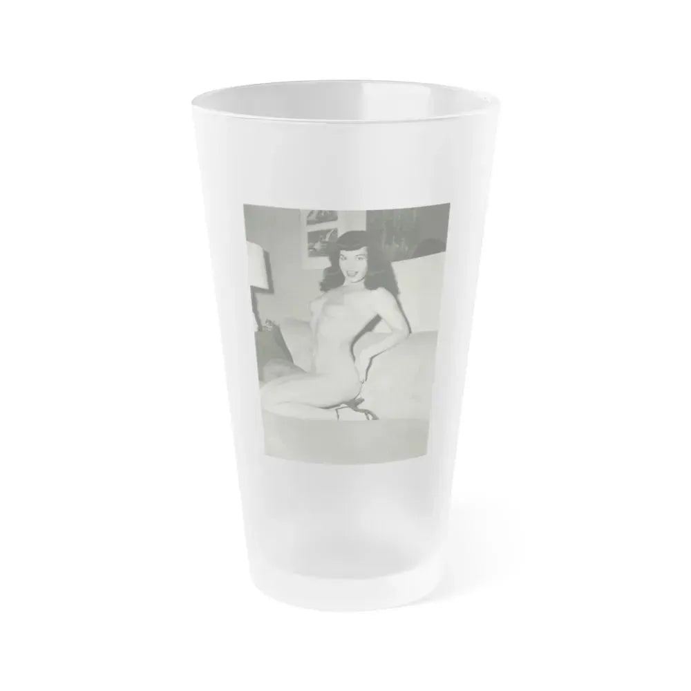 Bettie Page #206 (Vintage Female Icon) Frosted Pint Glass 16oz 16oz Frosted - Go Mug Yourself