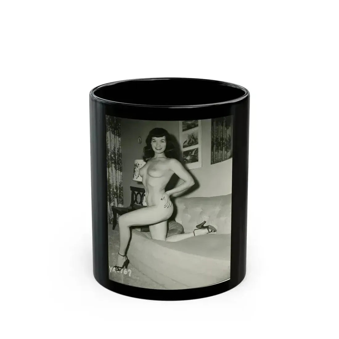 Bettie Page #207 (Vintage Female Icon) Black Coffee Mug 11oz - Go Mug Yourself