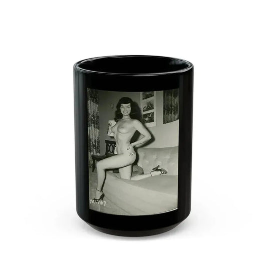 Bettie Page #207 (Vintage Female Icon) Black Coffee Mug 15oz - Go Mug Yourself