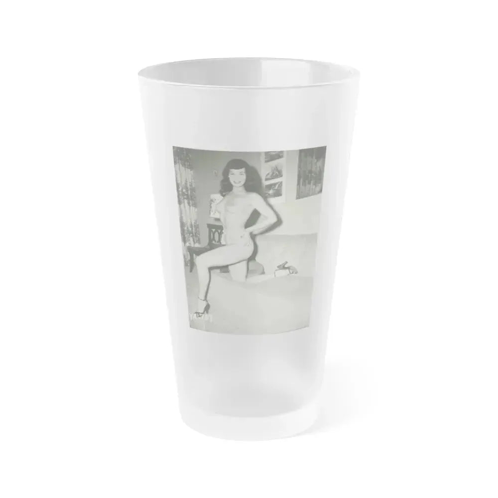 Bettie Page #207 (Vintage Female Icon) Frosted Pint Glass 16oz 16oz Frosted - Go Mug Yourself