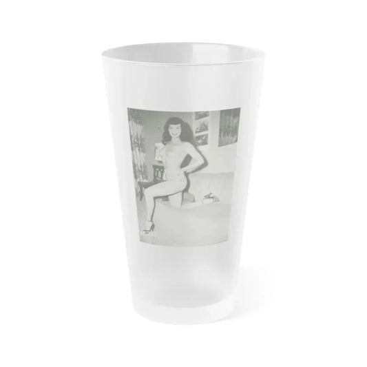 Bettie Page #207 (Vintage Female Icon) Frosted Pint Glass 16oz 16oz Frosted - Go Mug Yourself
