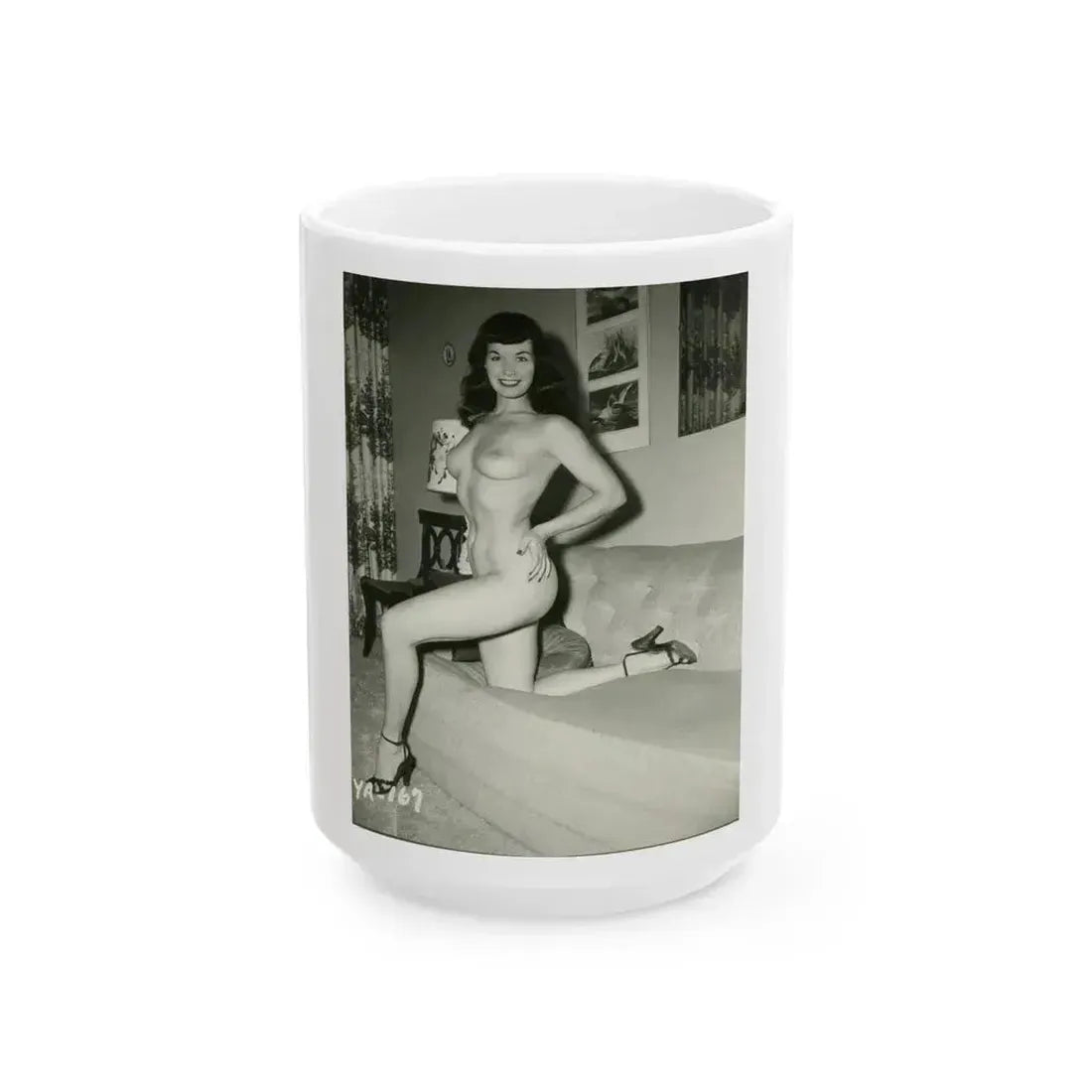 Bettie Page #207 (Vintage Female Icon) White Coffee Mug 15oz - Go Mug Yourself