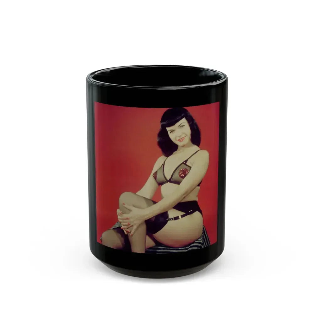 Bettie Page #208 (Vintage Female Icon) Black Coffee Mug 15oz - Go Mug Yourself